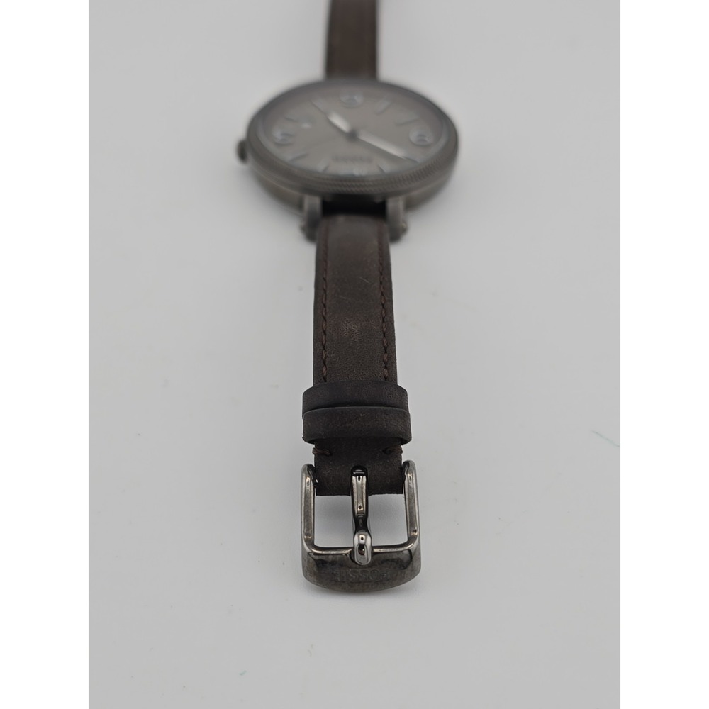 Fossil Quartz Watch ES3134 Women 42mm Silver Steel Leather Date - New Battery - Picture 5 of 6